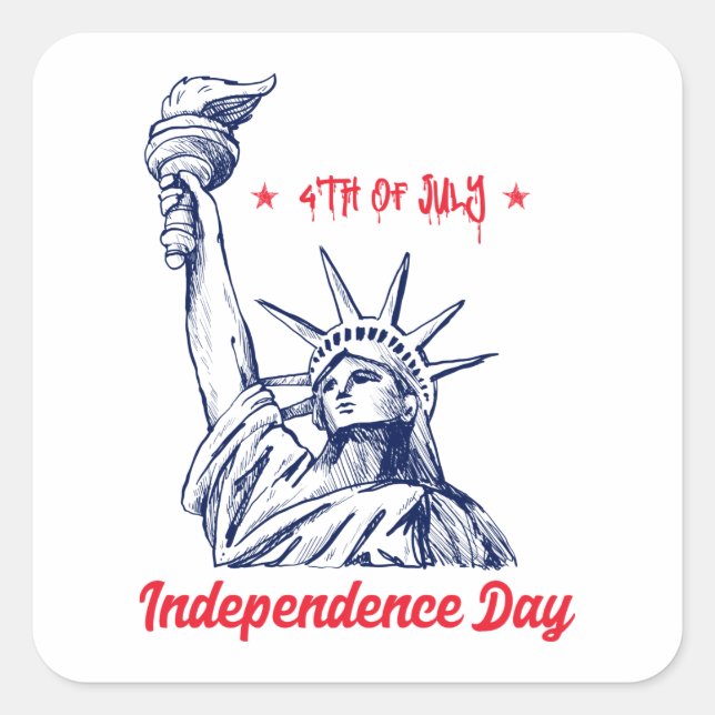4th of July  Square Sticker (Front)
