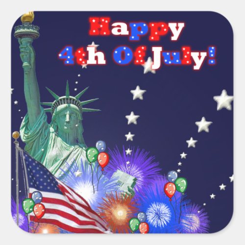 4th Of July Square Sticker