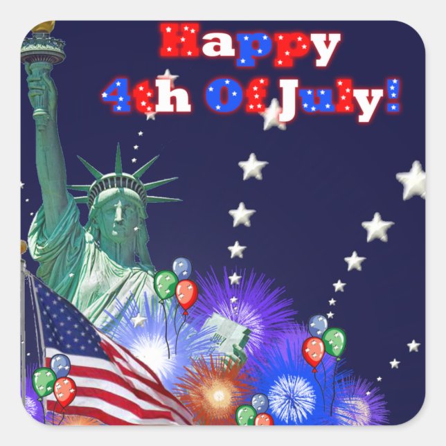 4th Of July Square Sticker (Front)