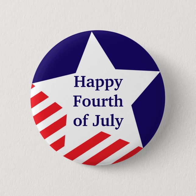 4th of July star stripe red white blue custom Button (Front)