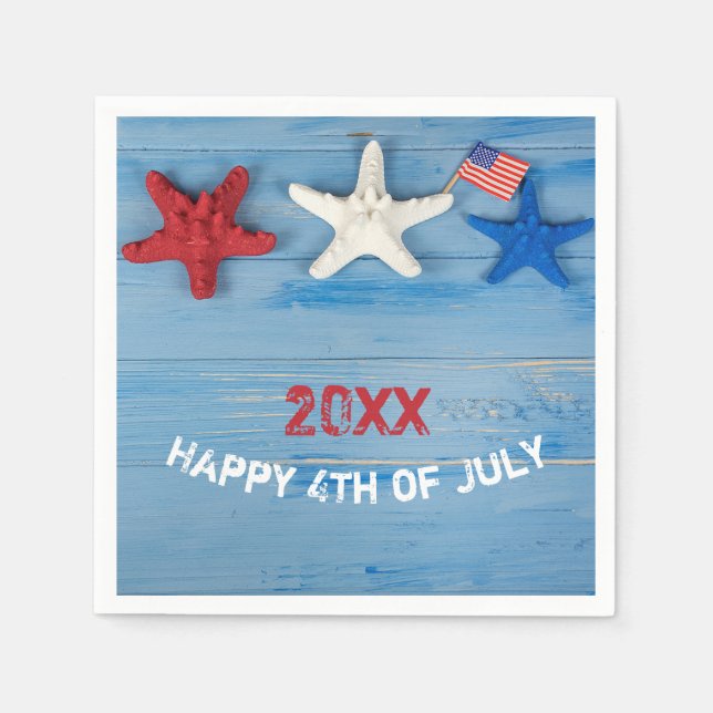 4th of July Starfish Napkins (Front)
