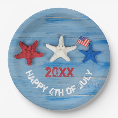 4th of July Starfish Paper Plates