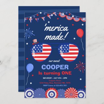 4th Of July Stars And Stripes 1st Birthday Invitation by PixelPerfectionParty at Zazzle