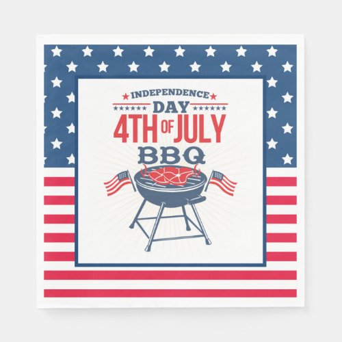 4TH of July Stars and Stripes BBQ  Napkins