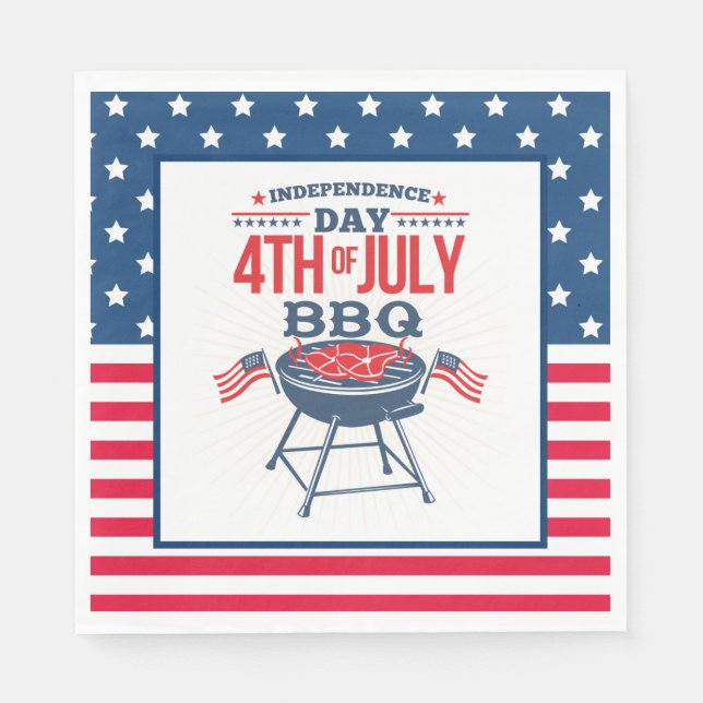 4TH of July Stars and Stripes BBQ  Napkins (Front)