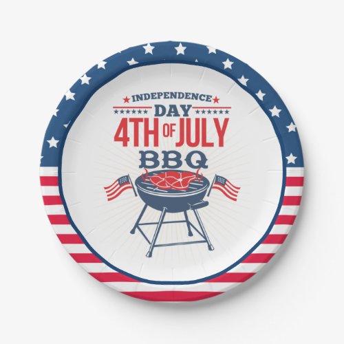 4TH of July Stars and Stripes BBQ Paper Plates