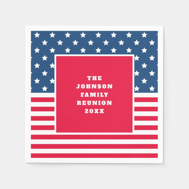 4TH of July Stars and Stripes Family Reunion Napkins (Front)