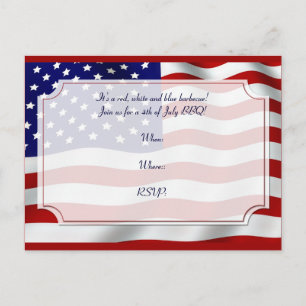 4th of July Stars and Stripes Forever Flag Invitation Postcard