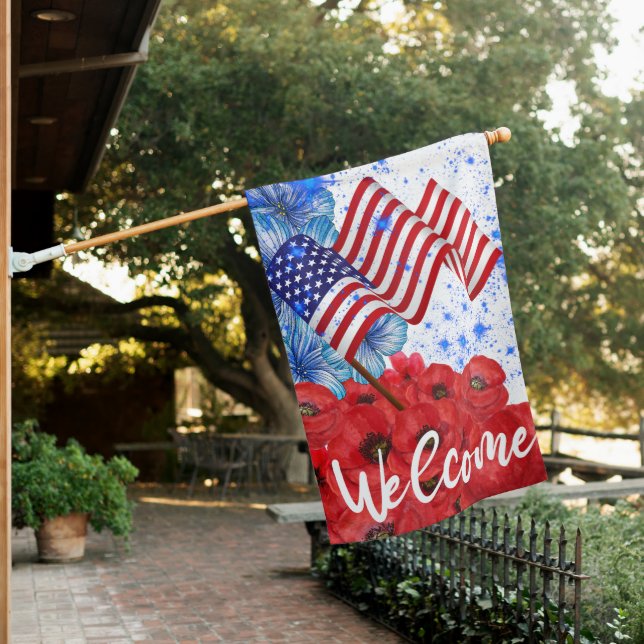 4th of July Stars and Stripes  House Flag (In SItu)