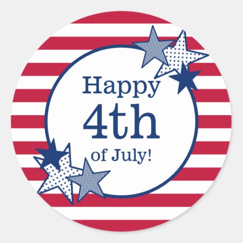 4th of July Stars and Stripes Modern Patriotic Classic Round Sticker