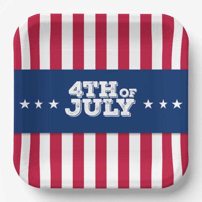 4th of July Stars and Stripes  Paper Plates (Front)