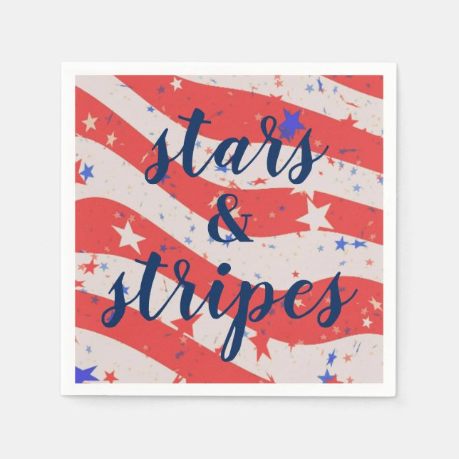 4th of July Stars and Stripes Patriotic Flag Napkins (Front)