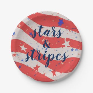 4th of July Stars and Stripes Patriotic Flag Paper Plate