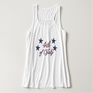 4th of July Stars and Stripes Typography Tank Top