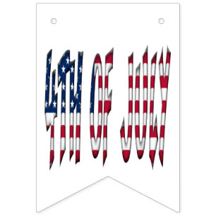 4th of July Stars and Stripes USA Typography Bunting Flags