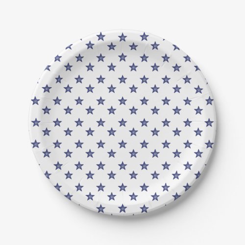 4th Of July Stars Blue White Party Paper Plates
