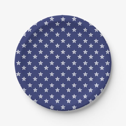 4th Of July Stars Blue White Party Paper Plates