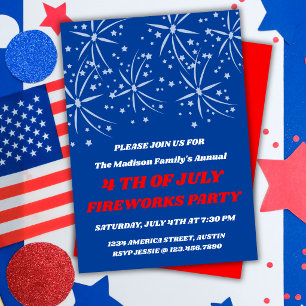 4th of July Stars & Fireworks Party Invitation