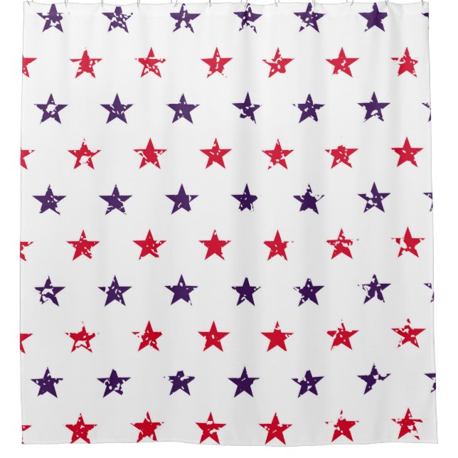 4th of July Stars Grunge Abstract Seamless Pattern Shower Curtain (Front)