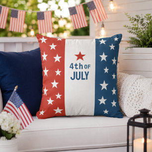 4th of July Stars – Patriotic Red, White & Blue Throw Pillow