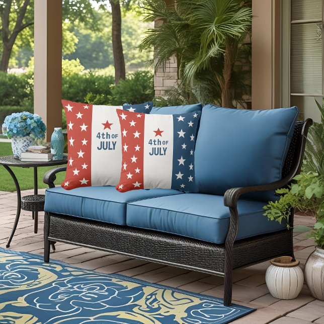 4th of July Stars – Patriotic Red, White & Blue Throw Pillow (Creator Uploaded)