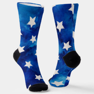 4th Of July Stars Pattern Watercolor Socks