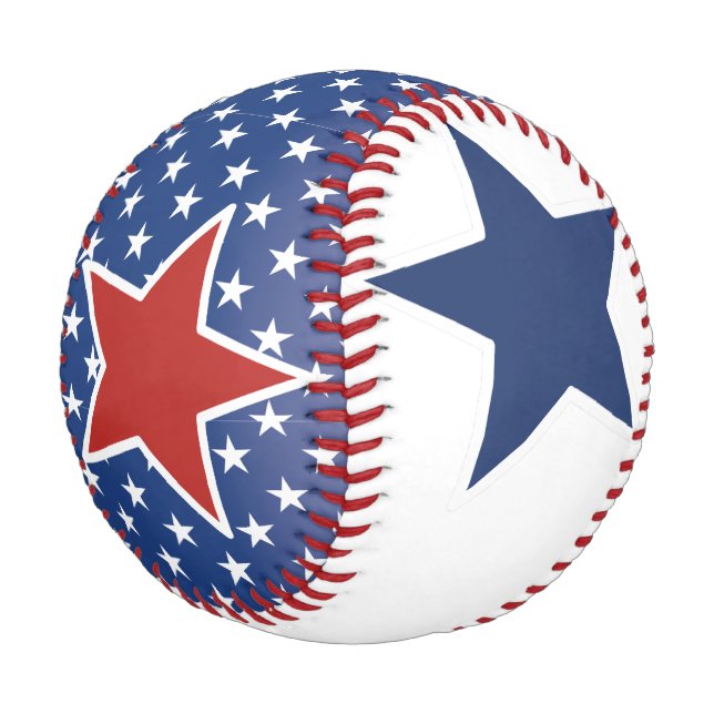 4th of July Stars, Red White and Blue Baseball (Angled)