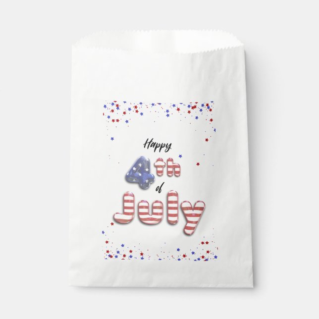 4th of July Stars Stripes Foil Balloons Favor Bag (Front)