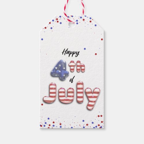 4th of July Stars Stripes Foil Balloons Gift Tags