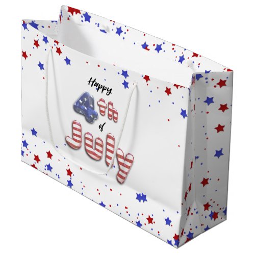 4th of July Stars Stripes Foil Balloons Large Gift Bag