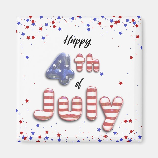 4th of July Stars Stripes Foil Balloons Magnet (Front)