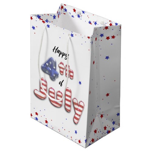4th of July Stars Stripes Foil Balloons Medium Gift Bag
