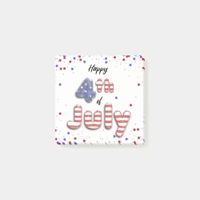 4th of July Stars Stripes Foil Balloons Post-it Notes (Front)