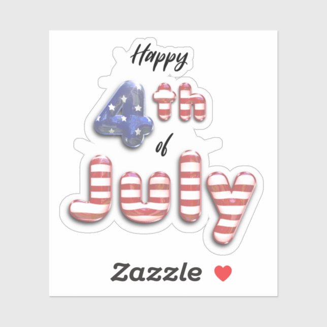 4th of July Stars Stripes Foil Balloons Sticker (Sheet)