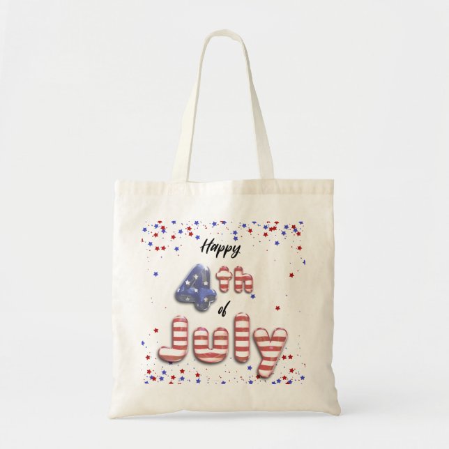 4th of July Stars Stripes Foil Balloons Tote Bag (Front)