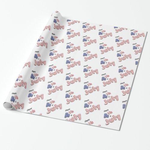 4th of July Stars Stripes Foil Balloons Wrapping Paper