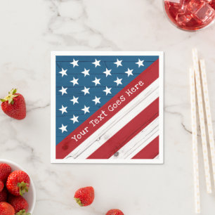 4th of July Stars Stripes USA Flag Rustic Wood Napkins