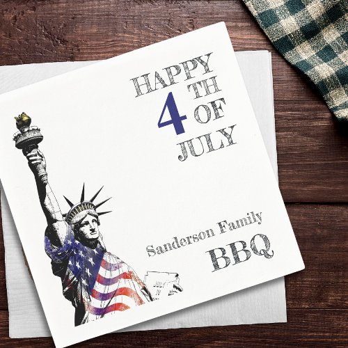 4th of July Statue of Liberty American Flag Napkins