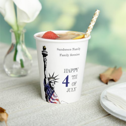  4th of July Statue of Liberty American Flag Paper Cups