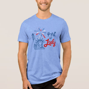 4th of July Statue of Liberty Fireworks T-Shirt Tri-Blend Shirt
