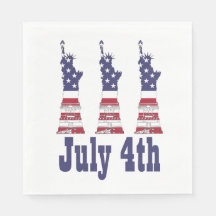 4th of July, Statue of Liberty, Flag Paper Napkins