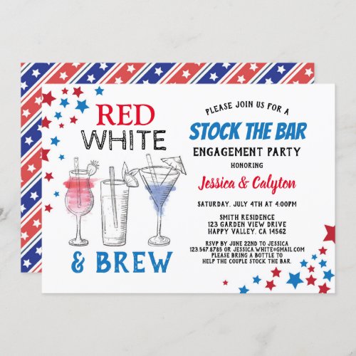 4th of July Stock The Bar Engagement Party Invitation
