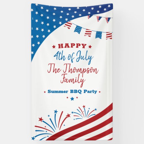 4th of July Summer Party Red White Blue Custom Banner