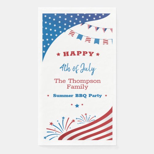 4th of July Summer Party Red White Blue Patriotic Paper Guest Towels