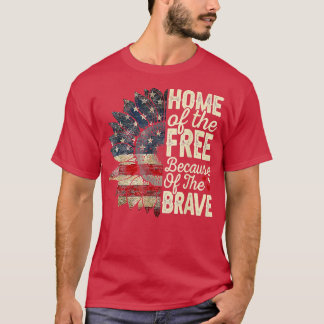 4th Of July Sunflower Home Of The Free Because Of  T-Shirt
