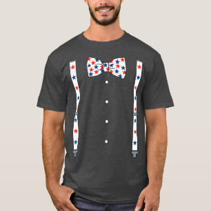 4th Of July Suspenders And Stars Bow Tie Boys T-Shirt