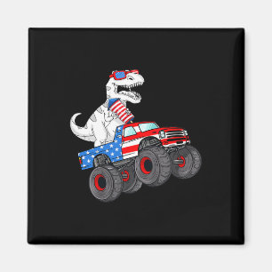 4th Of July T Rex Dino Trex Dinosaur Monster Truck Magnet
