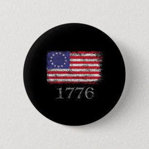 4th Of July T Shirt American Flag Betsy Ross 1776 Button
