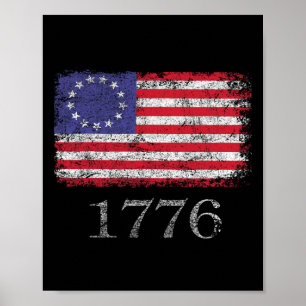 4th Of July T Shirt American Flag Betsy Ross 1776  Poster