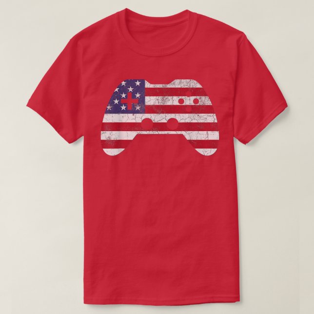 4th Of July T  Video Game Gamer Kids Boys Men USA  T-Shirt (Design Front)